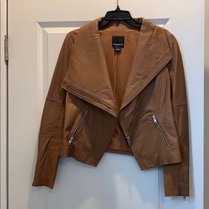 Trouve zip sleeve leather jacket